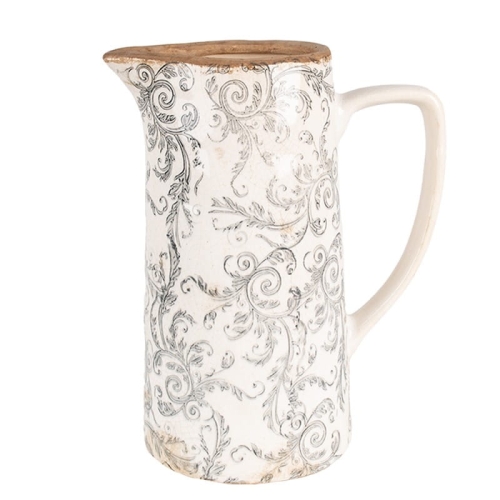 PROWANSALSKI DZBANEK CERAMICZNY Beige Flowers Grey Clayre & Eef 