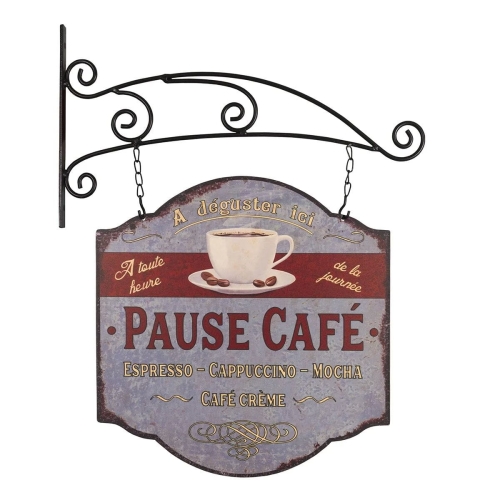 OZDOBNY SZYLD ŚCIENNY DWUSTRONNY Pause Cafe Antic Line 