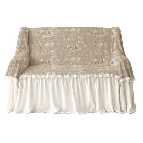 DEKORACYJNY POKROWIEC SOFĘ Z FALBANĄ TOILE DU BORGO Blanc MariClo'