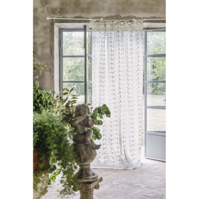 PROWANSALSKA ZASŁONA Z HAFTEM RIGHE FIORITE Blanc MariClo'