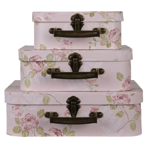 PROWANSALSKI ZESTAW WALIZEK Romantic Flower Clayre & Eef 