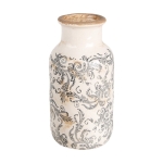PROWANSALSKI CERAMICZNY WAZON Butelka Beige Grey Flowers Clayre & Eef 