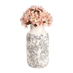 PROWANSALSKI CERAMICZNY WAZON Butelka Beige Grey Flowers Clayre & Eef 