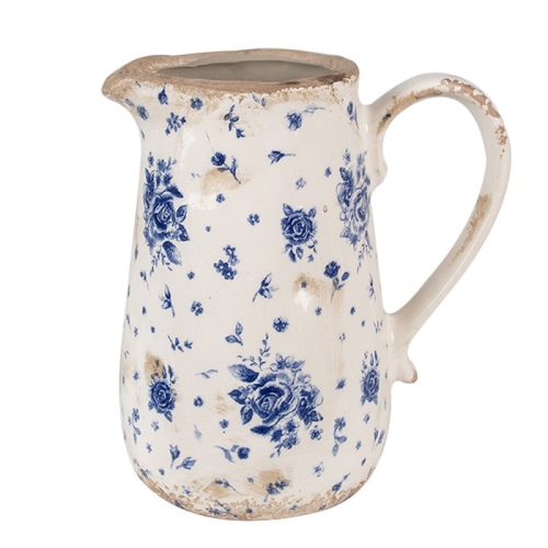 PROWANSALSKI DZBANEK CERAMICZNY Blue Roses H 18 cm Clayre & Eef