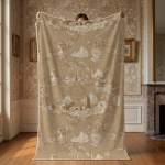 PROWANSALSKI PLED Z TORBĄ TOILE DU BORGO BEIGE Blanc MariClo' 