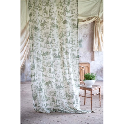 PROWANSALSKA ZASŁONA TOILE DE JOUY VERDE Blanc MariClo'