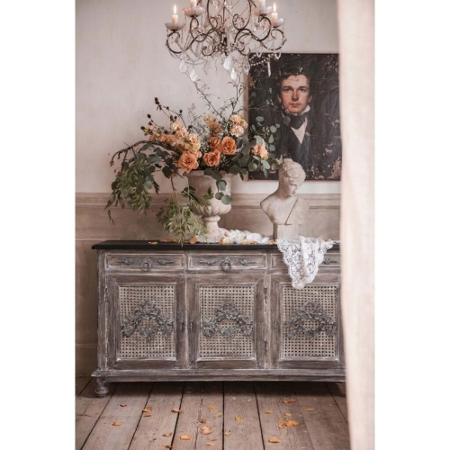  KOMODA Z 3 SZUFLADAMI W STYLU VINTAGE PATHOS Blanc MariClo' 