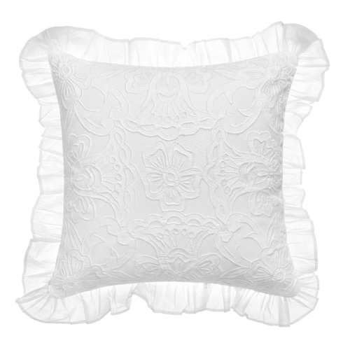 PROWANSALSKA PODUSZKA Z FALBANĄ I HAFTEM LACE COUTURE B Blanc MariClo' 