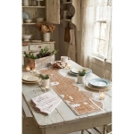OZDOBNY BIEŻNIK Z HAFTEM I DOMKAMI Rustic Styl Blanc MariClo'