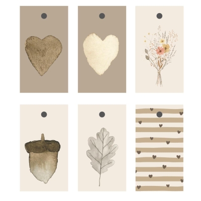 OZDOBNE ETYKIETY 6 sztuk Rustic Vintage Design Ib Laursen
