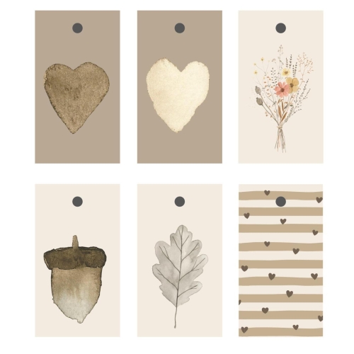 OZDOBNE ETYKIETY 6 sztuk Rustic Vintage Design Ib Laursen
