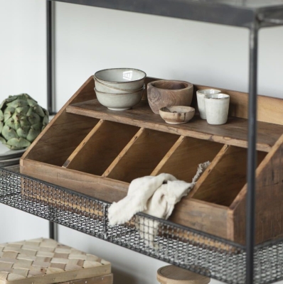 DREWNIANY POJEMNIK NA SZTUĆCE UNIQUE W STYLU Vintage Rustic Ib Laursen