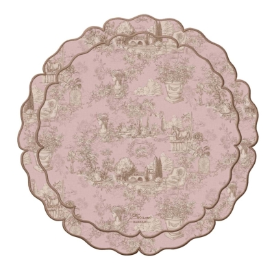 PODKŁADKI WINYLOWE 4 SZT. TOILE DU BORGO ROSA Pink Blanc MariClo'