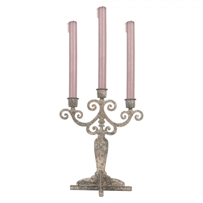 FRANCUSKI ŚWIECZNIK METALOWY NA 3 ŚWIECE Rustic Style XL Clayre & Eef 
