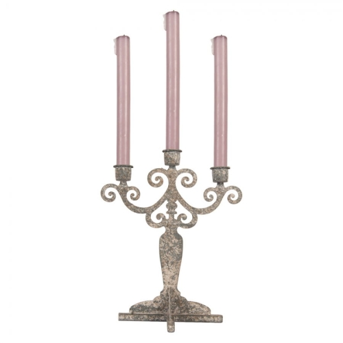 FRANCUSKI ŚWIECZNIK METALOWY NA 3 ŚWIECE Rustic Style XL Clayre & Eef 
